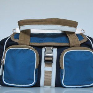 Prada Tessuto Active Nylon Baltico Blue Frame Tote Bag